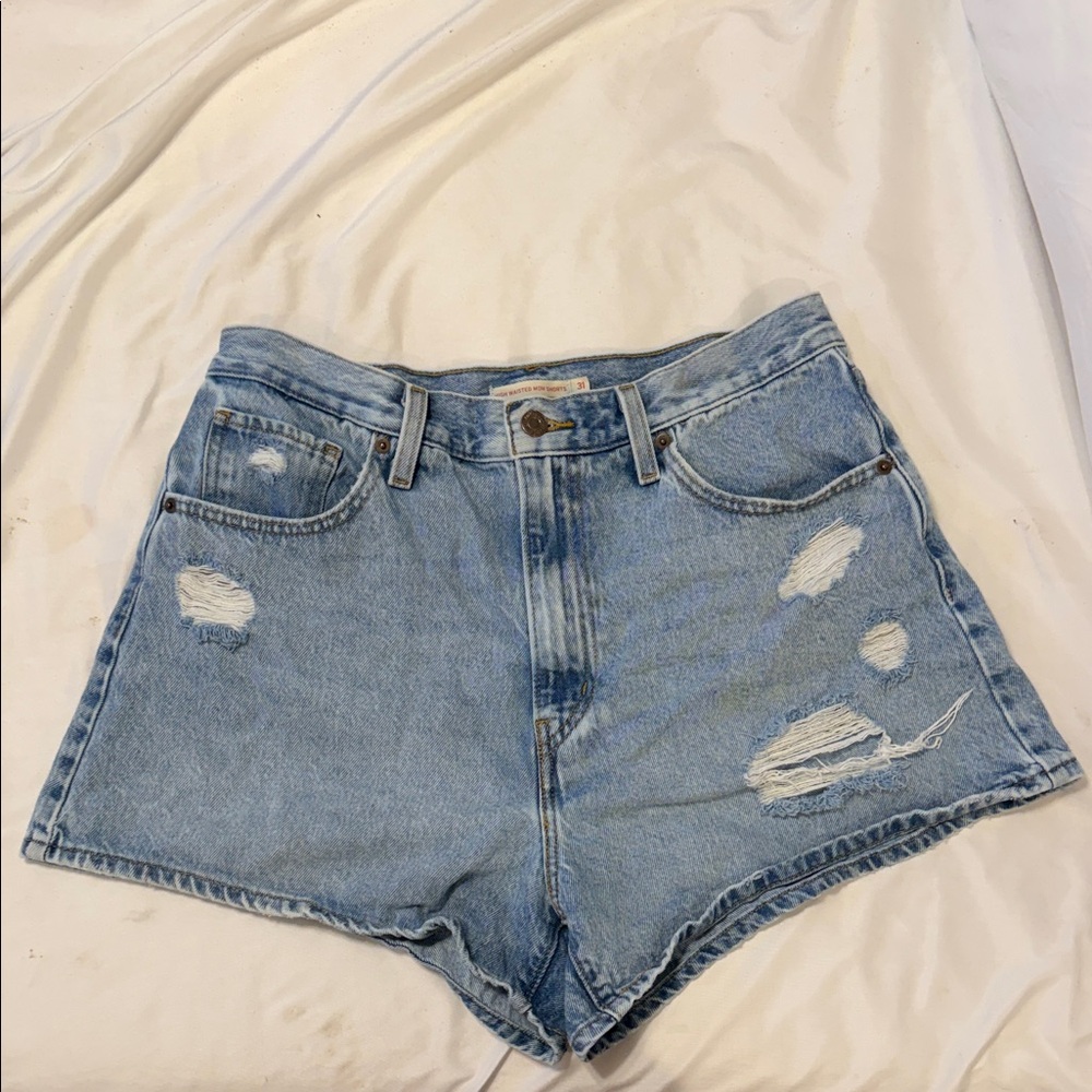 Levi's Light Wash Distressed Denim Shorts